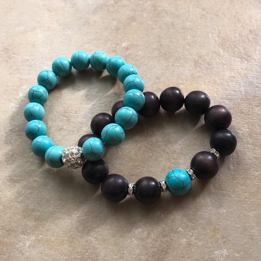 Stella and Dot turquoise stretch bracelets